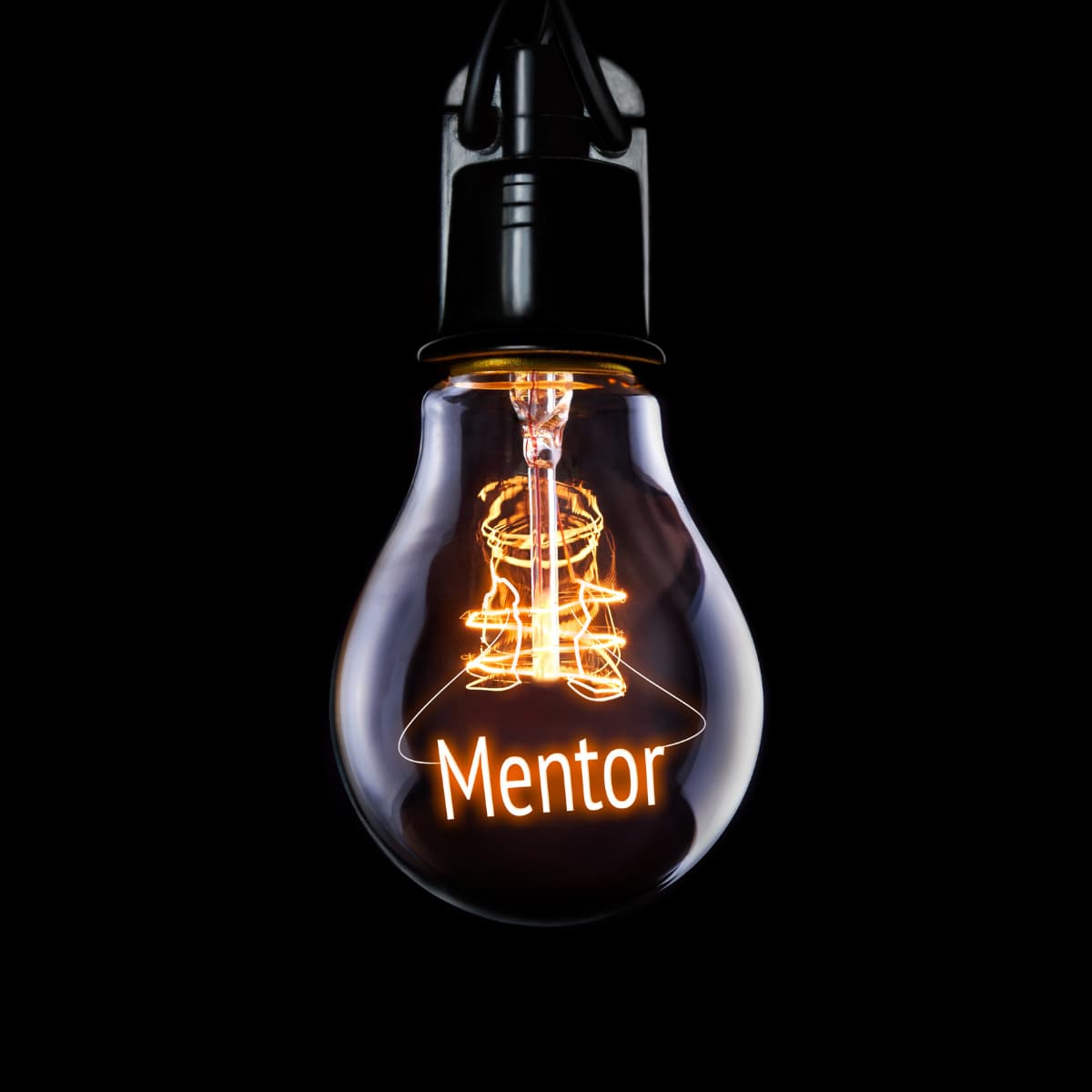 Glowing lightbulb with Mentor written in filament — CRF mentorship programme